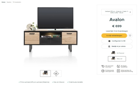 (R) Szafka RTV 150 cm H&H Avalon/ Avalox natural VINTAGE OAK