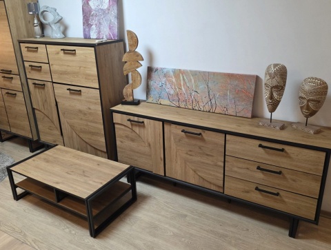 (R) Komoda H&H AVALON/ Avalox 200 cm natural LED VINTAGE OAK