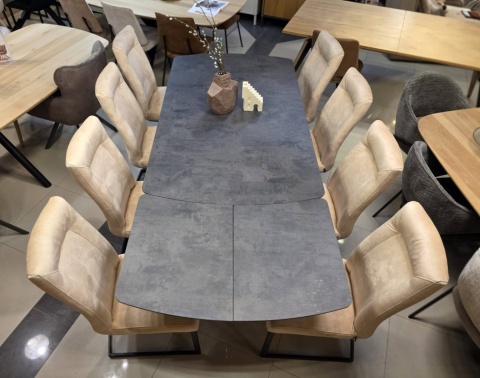 Duży stół rozkładany Pavalon 170-230x100 cm na centralnej nodze, blat Primo Laminato (HPL) antracyt
