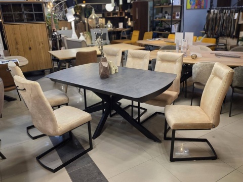 Duży stół rozkładany Pavalon 170-230x100 cm na centralnej nodze, blat Primo Laminato (HPL) antracyt