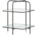 Designerski Dwupoziomowy Stolik Pomocniczy LOUIS 50 cm - COCO maison | Czarny Metal, Szklane Blaty, Styl Loft