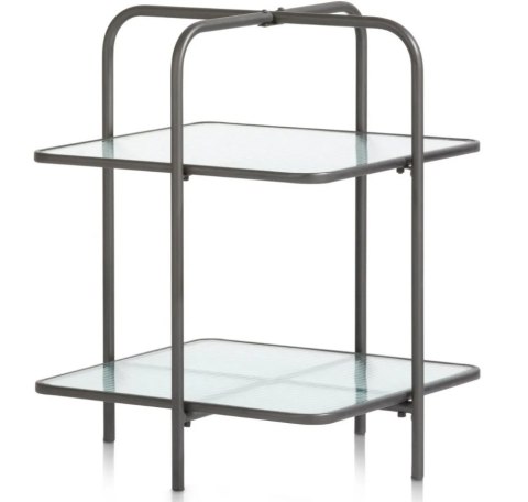 Designerski Dwupoziomowy Stolik Pomocniczy LOUIS 50 cm - COCO maison | Czarny Metal, Szklane Blaty, Styl Loft