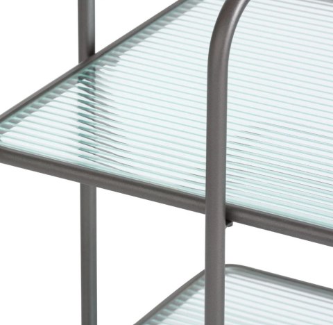 Designerski Dwupoziomowy Stolik Pomocniczy LOUIS 50 cm - COCO maison | Czarny Metal, Szklane Blaty, Styl Loft