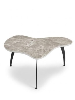 Designerski Stolik Kawowy NIDUM 75 cm - COCO maison | Organiczny Blat HPL Jasny Marmur, Czarna Metalowa Podstawa