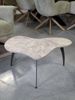 Designerski Stolik Kawowy NIDUM 75 cm - COCO maison | Organiczny Blat HPL Jasny Marmur, Czarna Metalowa Podstawa