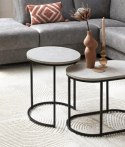 Designerski Stolik Pomocniczy LINA 46 cm - COCO maison | Szarobrązowy Blat z Efektem Marmuru, Czarny Metalowy Stelaż