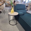 Designerski Stolik Pomocniczy LINA 46 cm - COCO maison | Szarobrązowy Blat z Efektem Marmuru, Czarny Metalowy Stelaż