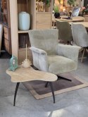 Ekskluzywny Stolik Kawowy AMBRA 75 cm - COCO maison | Organiczny Blat Ceramiczny (Efekt Trawertynu), Czarna Metalowa Podstawa