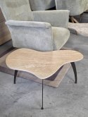 Ekskluzywny Stolik Kawowy AMBRA 75 cm - COCO maison | Organiczny Blat Ceramiczny (Efekt Trawertynu), Czarna Metalowa Podstawa