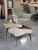 Ekskluzywny Stolik Kawowy AMBRA 75 cm - COCO maison | Organiczny Blat Ceramiczny (Efekt Trawertynu), Czarna Metalowa Podstawa