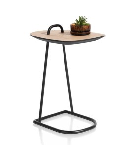Ekskluzywny Stolik pod Laptopa MASURA - XOOON | Blat HPL (Primo Laminato), Czarny Metalowy Stelaż, kolor blaru NATURAL