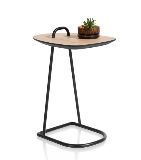 Ekskluzywny Stolik pod Laptopa MASURA - XOOON | Blat HPL (Primo Laminato), Czarny Metalowy Stelaż, kolor blaru NATURAL