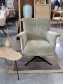 [K] Designerski Fotel Wypoczynkowy CAROLA - Henders & Hazel | Niskie oparcie, Tkanina Szenilowa Cadiz, Obrotowa podstawa