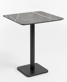 [K, od ręki] Kwadratowy Stolik Bistro BREST 75 x 75 cm - COCO maison | Blat HPL Jasno-szary (Kamień Look), Czarna Noga