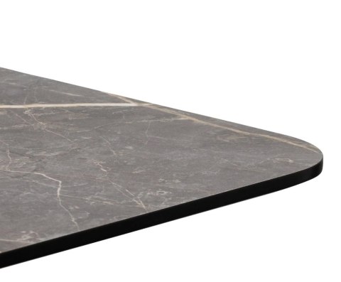 [K, od ręki] Kwadratowy Stolik Bistro BREST 75 x 75 cm - COCO maison | Blat HPL Jasno-szary (Kamień Look), Czarna Noga