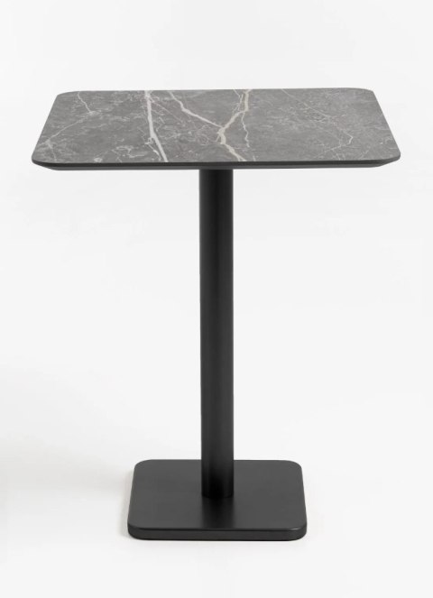 [K, od ręki] Kwadratowy Stolik Bistro BREST 75 x 75 cm - COCO maison | Blat HPL Jasno-szary (Kamień Look), Czarna Noga