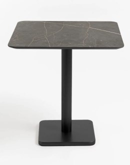 [K, od ręki] Kwadratowy Stolik Bistro BREST 75 x 75 cm - COCO maison | Blat HPL Onyx (Ciemny Marmur), Czarna Noga