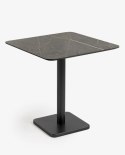 [K, od ręki] Kwadratowy Stolik Bistro BREST 75 x 75 cm - COCO maison | Blat HPL Onyx (Ciemny Marmur), Czarna Noga