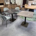 [K, od ręki] Kwadratowy Stolik Bistro BREST 75 x 75 cm - COCO maison | Blat HPL Onyx (Ciemny Marmur), Czarna Noga