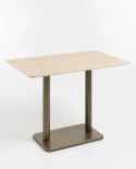 [K, od ręki] Prostokątny Stół Barowy BREST 120 x 75 cm - COCO maison | Blat HPL Trawertyn Look, Podwójna Złota Noga