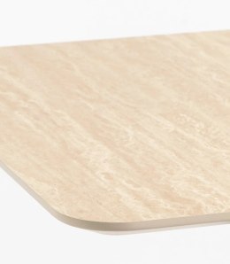 [K, od ręki] Prostokątny Stół Barowy BREST 120 x 75 cm - COCO maison | Blat HPL Trawertyn Look, Podwójna Złota Noga