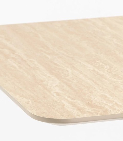 [K, od ręki] Prostokątny Stół Barowy BREST 120 x 75 cm - COCO maison | Blat HPL Trawertyn Look, Podwójna Złota Noga