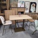 [K, od ręki] Prostokątny Stół Barowy BREST 120 x 75 cm - COCO maison | Blat HPL Trawertyn Look, Podwójna Złota Noga