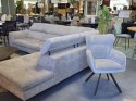 [K, od ręki] Sofa Narożna TALISMAN| Regulowane Zagłówki, Sprężyny Kieszeniowe + Pianka Memory, Tkanina Szenilowa Enzo Champagne