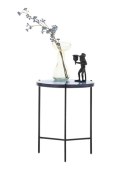 Stolik Pomocniczy RICK 41 cm - COCO maison | Konfiguracja: Blat Szklany (Brąz / Niebieski) | Podstawa Metalowa (Czarny / Złoty)