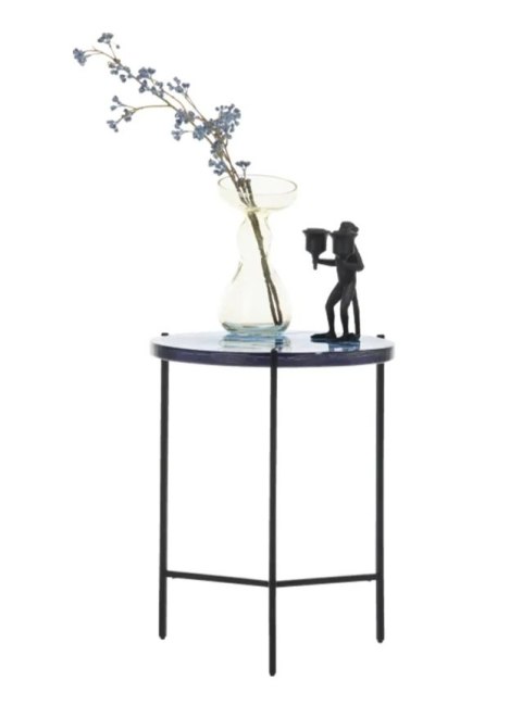 Stolik Pomocniczy RICK 41 cm - COCO maison | Konfiguracja: Blat Szklany (Brąz / Niebieski) | Podstawa Metalowa (Czarny / Złoty)