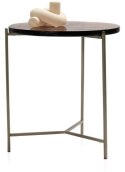 Stolik Pomocniczy RICK 41 cm - COCO maison | Konfiguracja: Blat Szklany (Brąz / Niebieski) | Podstawa Metalowa (Czarny / Złoty)
