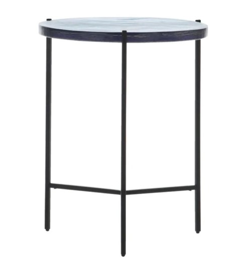 Stolik Pomocniczy RICK 41 cm - COCO maison | Konfiguracja: Blat Szklany (Brąz / Niebieski) | Podstawa Metalowa (Czarny / Złoty)