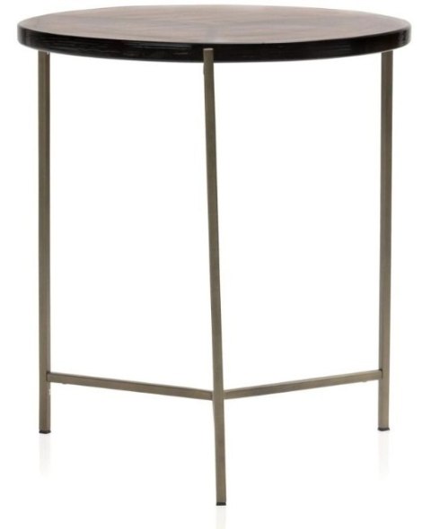 Stolik Pomocniczy RICK 41 cm - COCO maison | Konfiguracja: Blat Szklany (Brąz / Niebieski) | Podstawa Metalowa (Czarny / Złoty)