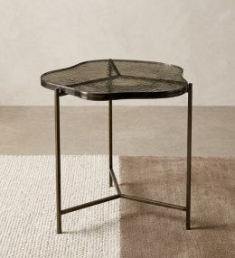 Stolik Pomocniczy RICK 41 cm - COCO maison | Konfiguracja: Blat Szklany (Brąz / Niebieski) | Podstawa Metalowa (Czarny / Złoty)