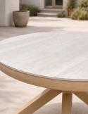 [na zamówienie] Okrągły Ekskluzywny Stół Ogrodowy BRUCE 148 cm – COCOmaison | Ceramika, Aluminium z efektem naturalnego drewna