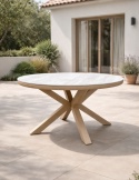 [na zamówienie] Okrągły Ekskluzywny Stół Ogrodowy BRUCE 148 cm – COCOmaison | Ceramika, Aluminium z efektem naturalnego drewna