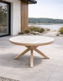 [na zamówienie] Okrągły Ekskluzywny Stół Ogrodowy BRUCE 148 cm – COCOmaison | Ceramika, Aluminium z efektem naturalnego drewna