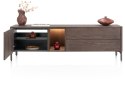 [defekt, od ręki] Szafka RTV / Lowboard TRENTON 180 cm, Fornir Dębowy Kolor Clay, Lamele, LED, 3w1 (Nogi/Cokół/Wisząca) - XOOON