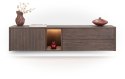 [defekt, od ręki] Szafka RTV / Lowboard TRENTON 180 cm, Fornir Dębowy Kolor Clay, Lamele, LED, 3w1 (Nogi/Cokół/Wisząca) - XOOON
